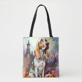 Tote Bag Halloween Basset Hound Avec Crainte Citrouille (Devant)