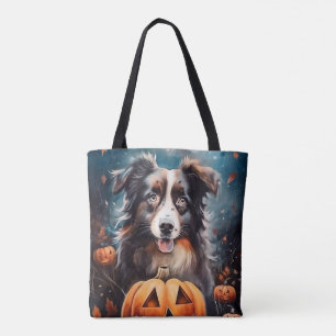Tote Bag Halloween Berger Australien avec citrouilles effra