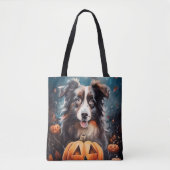 Tote Bag Halloween Berger Australien Avec La Peur Citrouill (Devant)