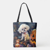 Tote Bag Halloween Bichon Frise Avec La Peur Citrouille (Dos)