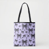 Tote Bag Halloween Black Bow Coquette Purple Witple (Devant)