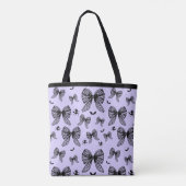 Tote Bag Halloween Black Bow Coquette Purple Witple (Dos)
