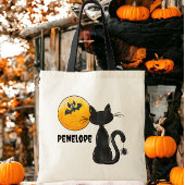 Tote Bag Halloween Black Cat Spider Nom de chauve-souris Tr