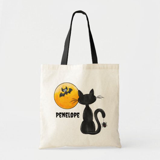 Tote Bag Halloween Black Cat Spider Nom de chauve-souris Tr (Devant)