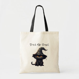 Tote Bag Halloween Black Witchy Kitten Chat Sorcière