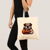 Tote Bag Halloween Bulldog anglais - Jack-o'-lantern Automn (Devant (produit))
