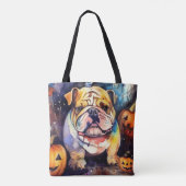 Tote Bag Halloween Bulldog avec la peur Citrouille (Dos)