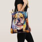 Tote Bag Halloween Bulldog avec la peur Citrouille (De près)