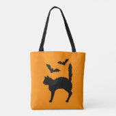 Tote Bag Halloween Chat Et Chats Silhouette Orange (Dos)