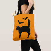 Tote Bag Halloween Chat Et Chats Silhouette Orange (De près)