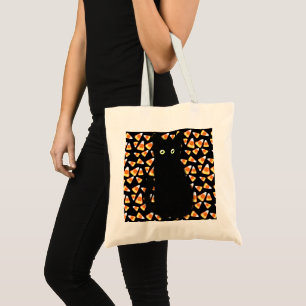 Tote Bag Halloween chat noir bonbon maïs