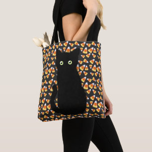 Tote Bag Halloween chat noir bonbon maïs