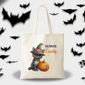 Tote Bag Halloween chat noir Jack-o'-lantern customisé