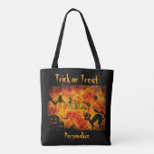 Tote Bag Halloween Chat noir Trick ou Treat Candy réutilisa (Dos)