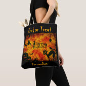 Tote Bag Halloween Chat noir Trick ou Treat Candy réutilisa (De près)