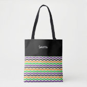 Tote Bag Halloween Chevron vert violet noir orange Nom (Devant)