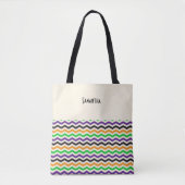 Tote Bag Halloween Chevron vert violet noir orange Nom (Devant)