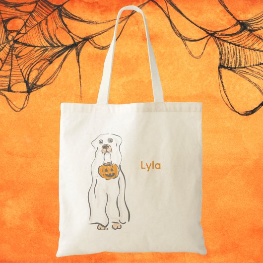 Tote Bag Halloween Chien Fantôme ou traitement personnalisé