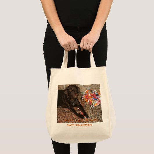 Tote Bag Halloween Chocolate Labrador Chien avec dent douce (Devant (produit))