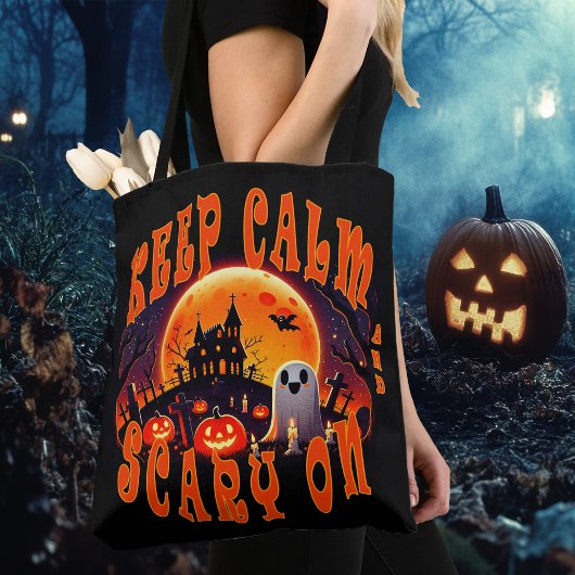 Tote Bag Halloween cimetière mignon Fantôme et Jack-O Lante