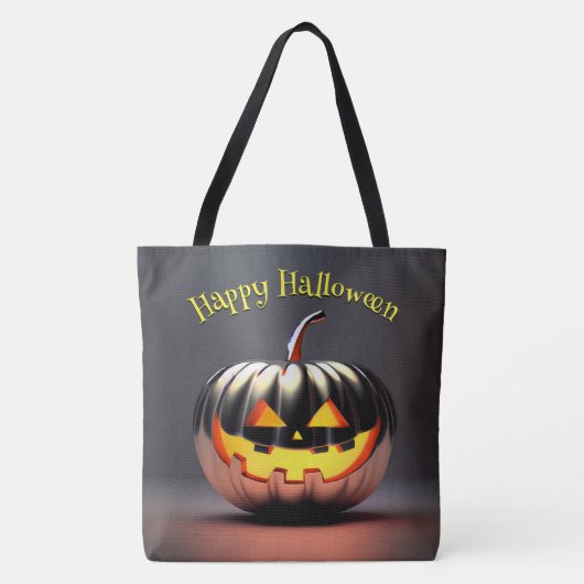 Tote Bag Halloween Citrouille brillant (Devant)