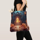 Tote Bag Halloween Citrouille brillant (De près)