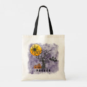Tote Bag Halloween Citrouille chauve Éffrayante nom arbre v (Dos)