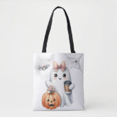 Tote Bag Halloween Citrouille Fantôme Cute Bat (Devant)