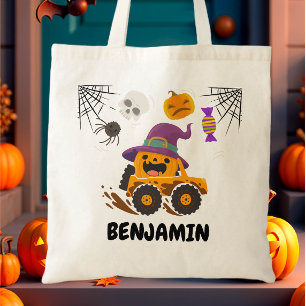 Tote Bag Halloween Citrouille Monster Truck Treat ou Truck