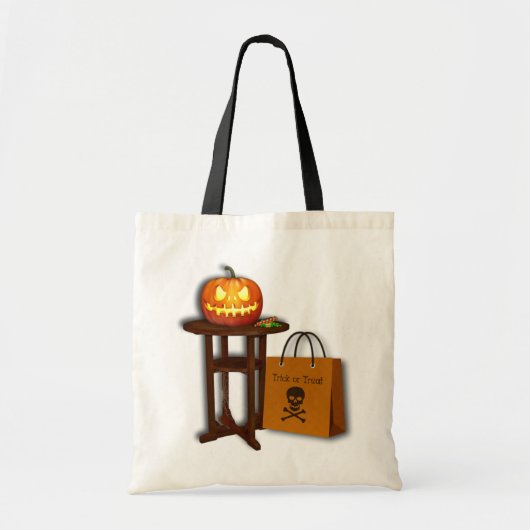 Tote Bag Halloween Citrouille Trick ou traitement (Devant)