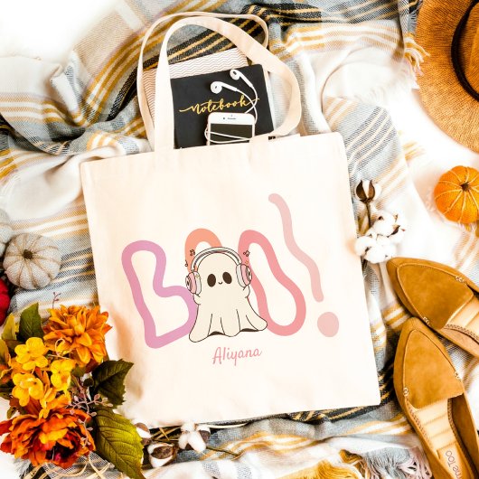 Tote Bag Halloween coloré Cute Boo Ghost