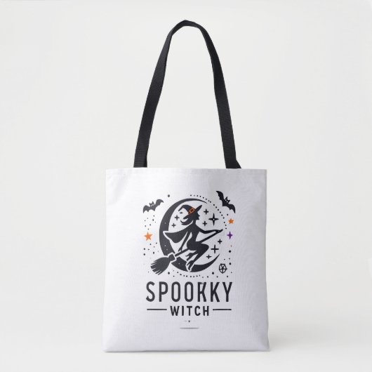 Tote Bag Halloween Conception de sorcière Éffrayante - Vol (Devant)