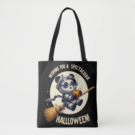 Tote Bag Halloween cosmique : L'astronaute de Panda aime le (Devant)