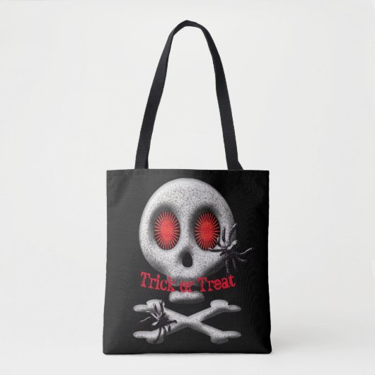 Tote Bag Halloween Crâne et araignées Trick ou traitement (Devant)