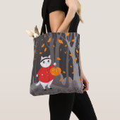 Tote Bag Halloween Cute Cat & Jack-o'-lantern (De près)