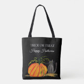 Tote Bag Halloween Cute Citrouille chat noir moderne (Dos)