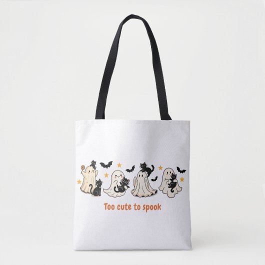 Tote Bag Halloween Cute Éffrayant Ghost Chat - Chat cadeau  (Devant)