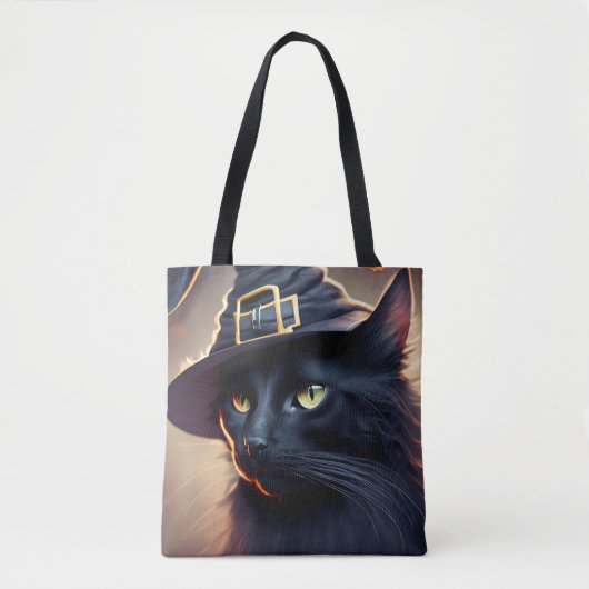 Tote Bag Halloween de chat noir (Devant)