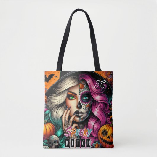Tote Bag Halloween de fille Goth éffrayante (Devant)