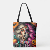 Tote Bag Halloween de fille Goth éffrayante (Dos)
