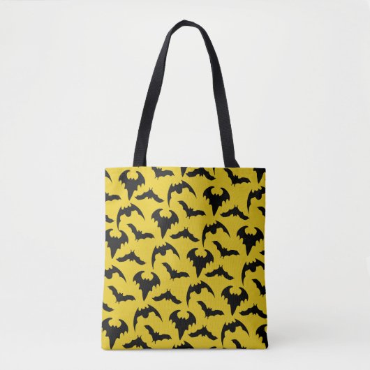 Tote Bag Halloween des chauves-souris jaunes et noires (Devant)