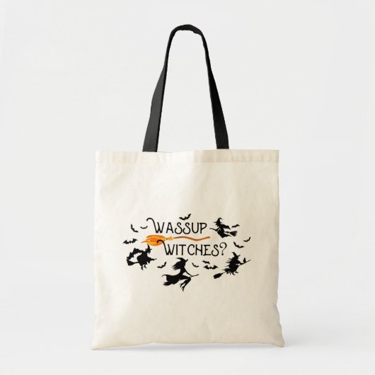 Tote Bag Halloween dire WASSUP WITCHES? (Devant)