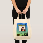 Tote Bag Halloween Dusk with Witch Ajouter cadre photo (Devant (produit))