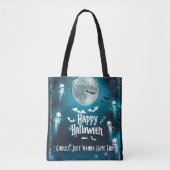 Tote Bag Halloween éffrayant Lune avec Fantômes et chauves- (Devant)