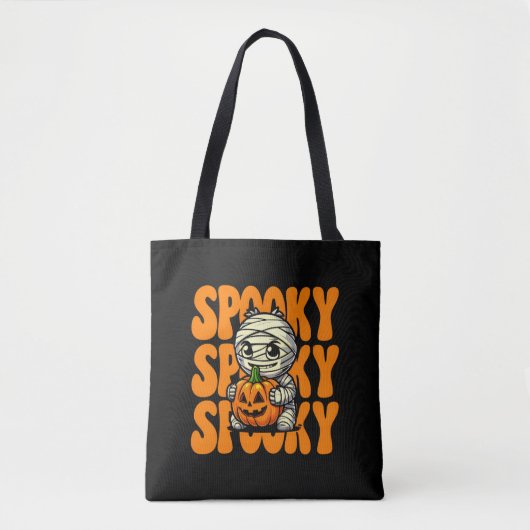 Tote Bag Halloween éffrayant Mummy Hugging Citrouille (Devant)
