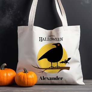 Tote Bag Halloween éffrayant noir corbeau