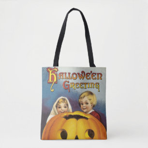 Tote Bag Halloween, enfants et Citrouilles démodés