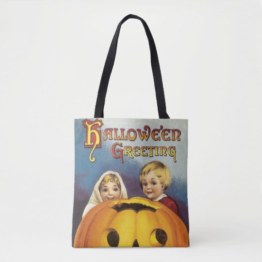 Tote Bag Halloween, enfants et Citrouilles démodés (Devant)