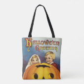 Tote Bag Halloween, enfants et Citrouilles démodés (Dos)