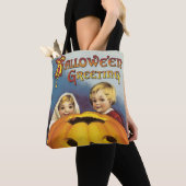 Tote Bag Halloween, enfants et Citrouilles démodés (De près)